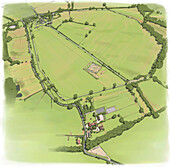 Aerial view of Silchester Roman City Walls, illustration