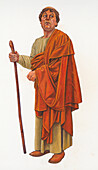 Anglo Saxon Monk at Tynemouth Priory, illustration