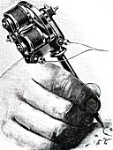 Electric tattooing pen, illustration