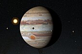 Jupiter and Galilean moons, illustration