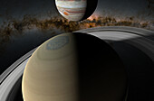 Solar System gas giant planets, illustration