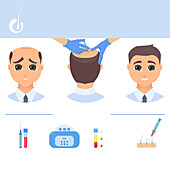 PRP for hair loss treatment, conceptual illustration