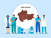 Skin cancer treatment, conceptual illustration