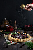 Cranberry galette with almond crust
