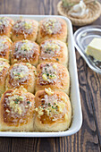 Fluffy yeast rolls with garlic and rosemary