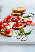 Pan con Tomate - toasted bread with oven-baked tomatoes and ham