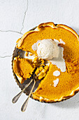 Butternut squash tart with vanilla ice cream