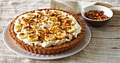 Banoffee pie with homemade milk caramel, bananas and brittle