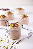 Chocolate mousse with pistachios