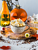 Hot pumpkin chocolate with Halloween marshmallows