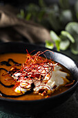 Pumpkin soup with cream and pumpkin seed oil