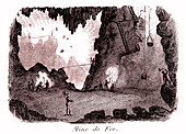 Iron mine, 19th century illustration