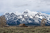 Barn in rural landscape, Wyoming, USA