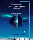 Empty office space in the USA, illustration