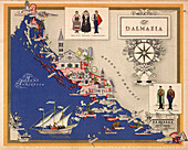 Illustrated map of Dalmazia, Italy