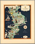 Illustrated map of Calabria, Italy