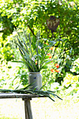 Bouquet with green wheat ears