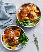 Apricot chicken from the slow cooker with rice