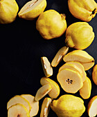 Quinces whole and cut into pieces