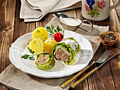 Savoy cabbage roulades with horseradish sauce