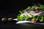 Smørrebrød with herring (Sweden)