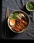 Ramen with chicken katsu, noodles and egg