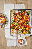 Chicken legs with oven-roasted vegetables