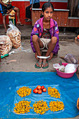 Various Food items for sale at the Indiana Morning Market on the Amazon River