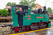 Lokomotive Aliva nº 4 im Zug El Tren de Arganda oder Tren de la Poveda in Arganda del Rey, Madrid, Spanien