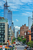 10th avenue seen from New york high line new urban park formed from an abandoned elevated rail line in Chelsea lower Manhattan New york city HIGHLINE, USA