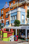 Colorful houses and buildings in Puerto Sherry in El Puerto de Santa Maria Cadiz Andalucia Spain Europe.