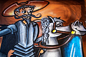 Gemälde über Don Quijote de la Mancha schmücken einige der Hauptstraßen von Alcala de Henares Madrid Spanien