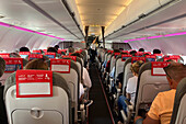 Interior of an Iberia Express flight from Madrid to Lanzarote, Spain