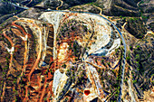 Rio Tinto mines. Arroyo de la Peña del Hierro. Main open pit copper sulphur mine at Rio Tinto, Sierra de Aracena and Picos de Aroche Natural Park. Huelva province. Southern Andalusia, Spain. Europe.