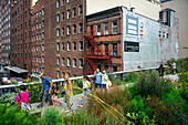 Tourism in the New york high line new urban park formed from an abandoned elevated rail line in Chelsea lower Manhattan New york city HIGHLINE, USA