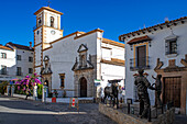 City center and white houses in Grazalema town, Cadiz Sierra de Grazalema Andalucia Spain.