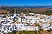 Luftaufnahme von Vejer de la Frontera, Provinz Cadiz, Costa de la luz, Andalusien, Spanien