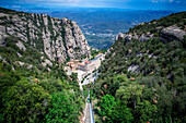 Seilbahn Funicular de Sant Joan auf dem Berg der Benediktinerabtei Santa Maria de Montserrat, Monistrol de Montserrat, Barcelona, Katalonien, Spanien