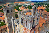 Aerial view of the cathedral, Sigüenza, Guadalajara province, Spain