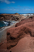 Green lagoon or Charco de los Clicos in Lanzarote, Canary Islands, Spain