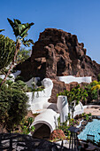 The Lagomar Museum, also known as Omar Sharif's House, unique former home incorporating natural lava caves, now a restaurant, bar & art gallery in Lanzarote, Canary Islands, Spain