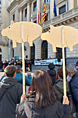 Hundreds of people participate in the march in defense of the environment and mobilization for the COP28 Climate Summit, Zaragoza, Aragon, Spain