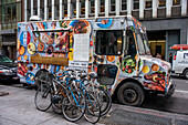 The NYC Restaurant food truck Week Truck in midtown in Manhattan New York.