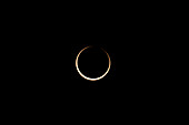 The moon moves in front of the sun during the annular solar eclipse on 14 November 2023. Utah, USA. 2 minutes before annularity.