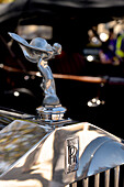 Detail of a Rolls Royce classic car in a car festival in San Lorenzo de El Escorial, Madrid.