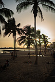 Arrecife beach at sunset in the capital city of Lanzarote, Canary Islands, Spain