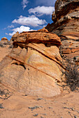 Erodierte Navajo-Sandsteinformationen in der Nähe von South Coyote Buttes, Vermilion Cliffs National Monument, Arizona