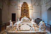 Inside Alcala de Henares University chapel building facade, Madrid Province, Spain. Cardinal Cisneros coffin.