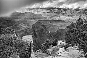 Stormy clouds build up over the Grand Canyon in Grand Canyon National Park in Arizona.