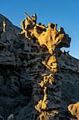 Fantastically eroded sandstone formations at sunset in the Fantasy Canyon Recreation Site, near Vernal, Utah.
